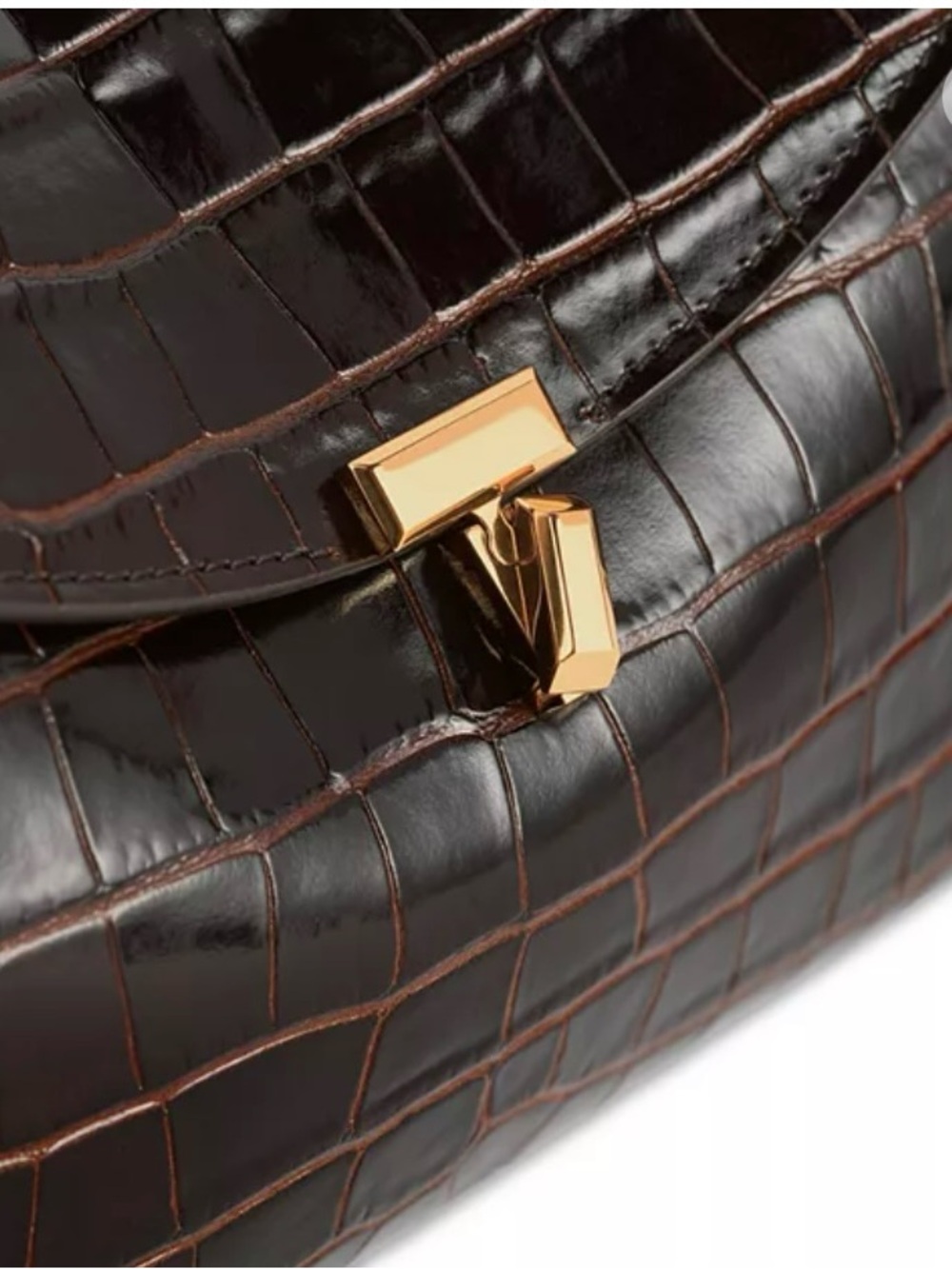 Toteme T-Lock Croc Embossed Leather Clutch-Shoulder bag - Picture 7 of 7